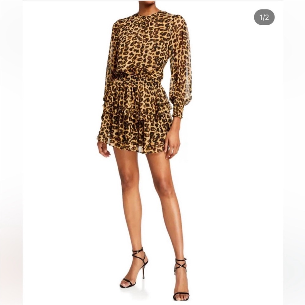 Misa Los Angeles Animal Print Long Sleeve Dress